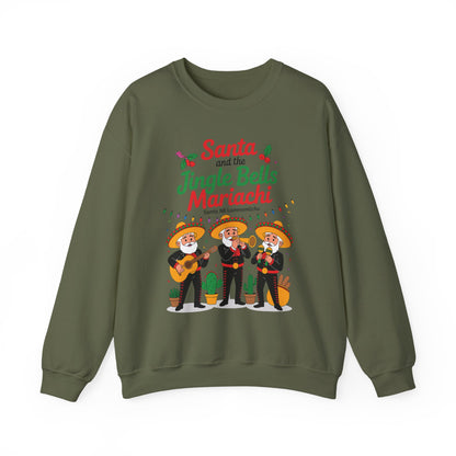 Santa and the Jingle Bells Mariachi Sweatshirt, Funny Mexican Christmas Jumper, Latin Holiday Fiesta Pullover