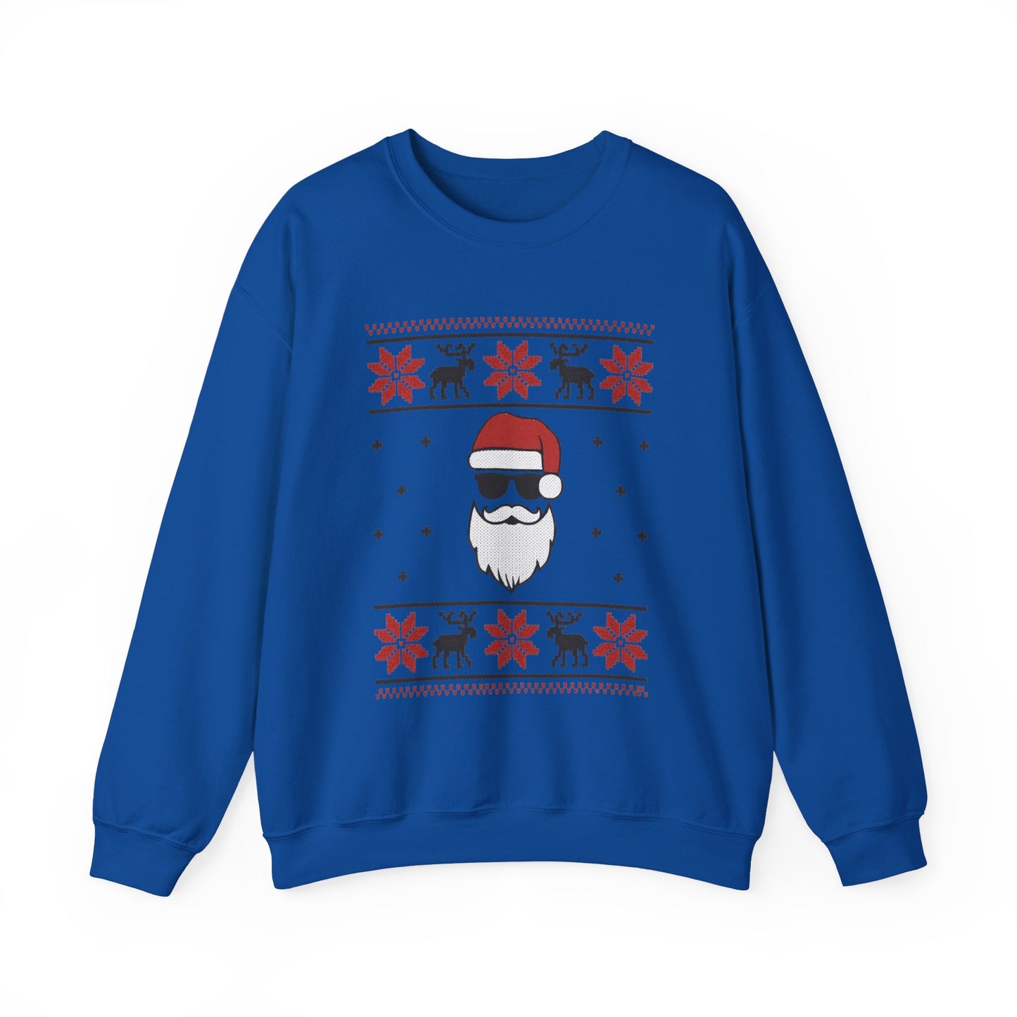 Cool Santa Men's Sweatshirt, Funny Knit Look Pullover, Retro Christmas Sweater Style