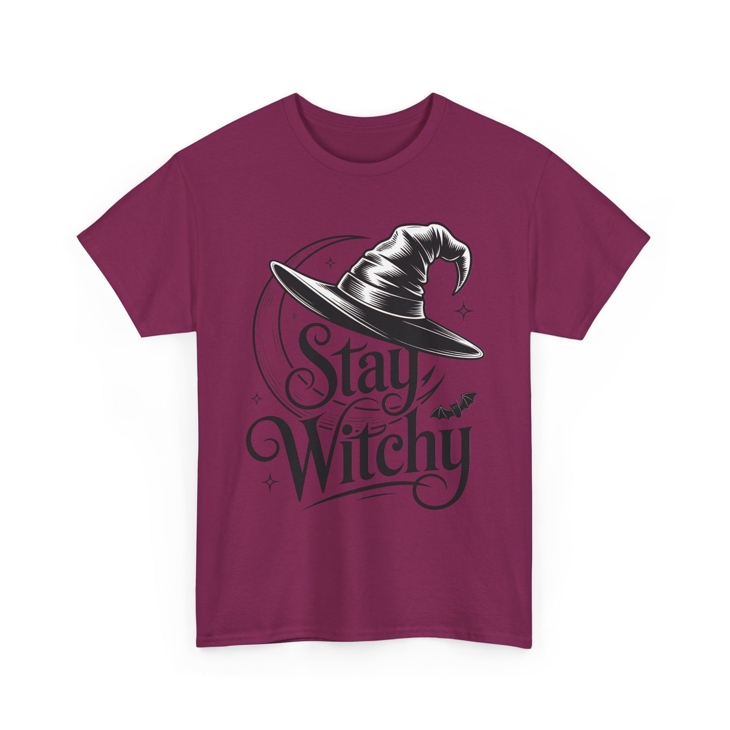 Stay Witchy Gothic Moon Witch Hat Women's T-Shirt, Minimalist Halloween Witchy Graphic Tee