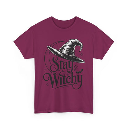 Stay Witchy Gothic Moon Witch Hat Women's T-Shirt, Minimalist Halloween Witchy Graphic Tee