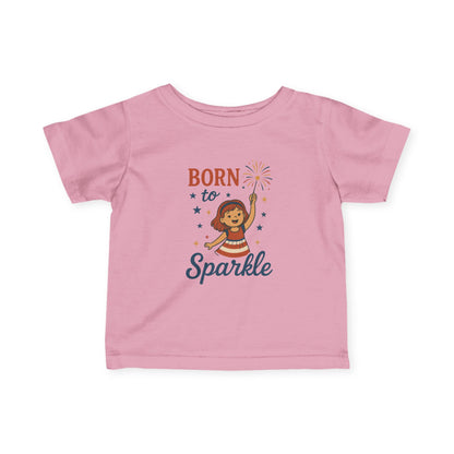 4th of July Baby Girl Tee, Born to Sparkle, Patriotic Toddler Tee, Independence Day Outfit for Girls