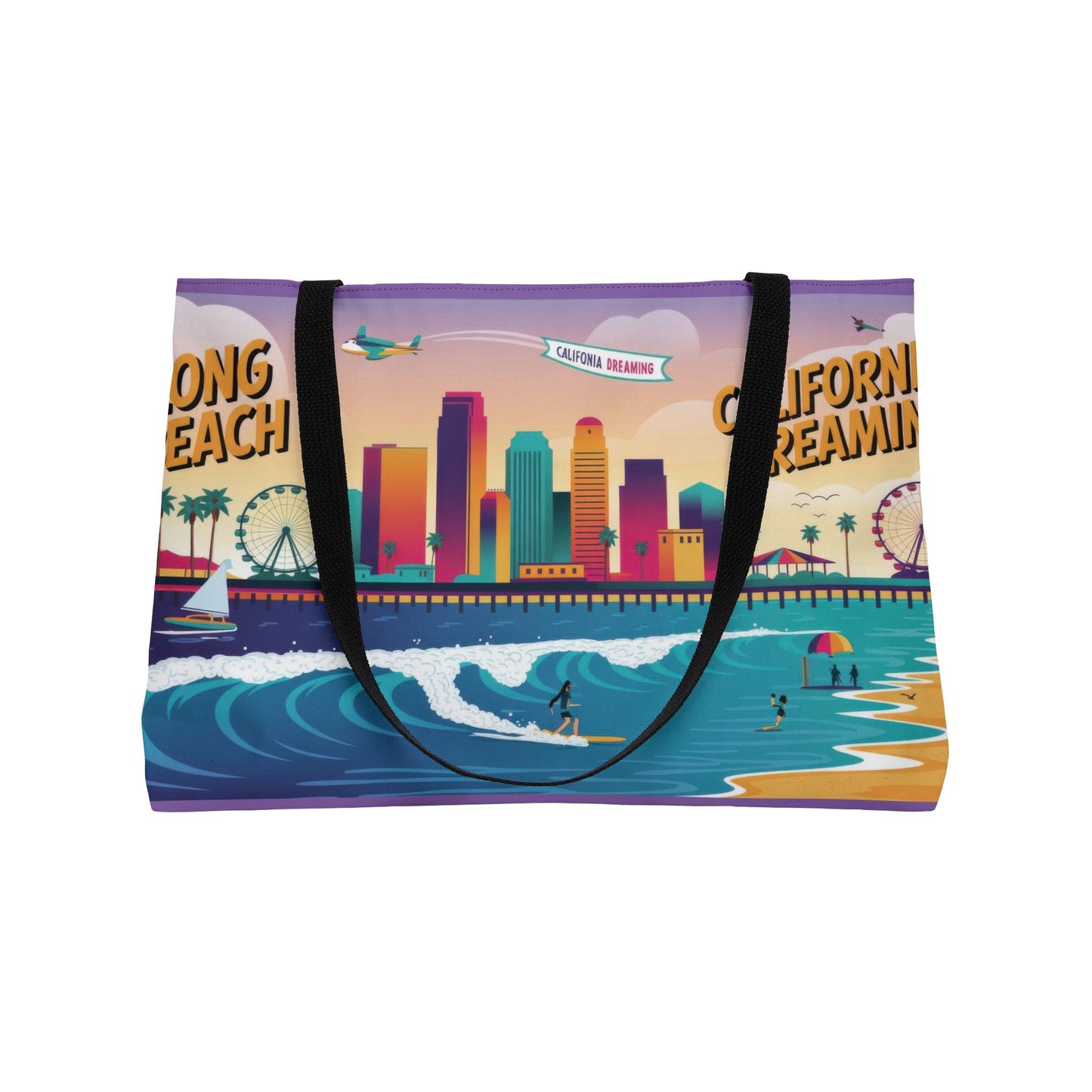 California Dreaming Weekender Tote Bag | Stylish Beach Bag for Travel, Shopping, Gym, Picnics, Gifts | Long Beach Vibes