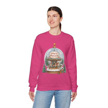 Holiday Café Christmas Sweatshirt, Warm Cocoa Snow Globe Pullover