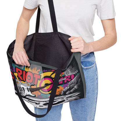Rockin' Weekender Tote Bag with Electric Guitar Design, Music Festival, Beach, Travel, Gym, Gift for Musicians, Beach Bag