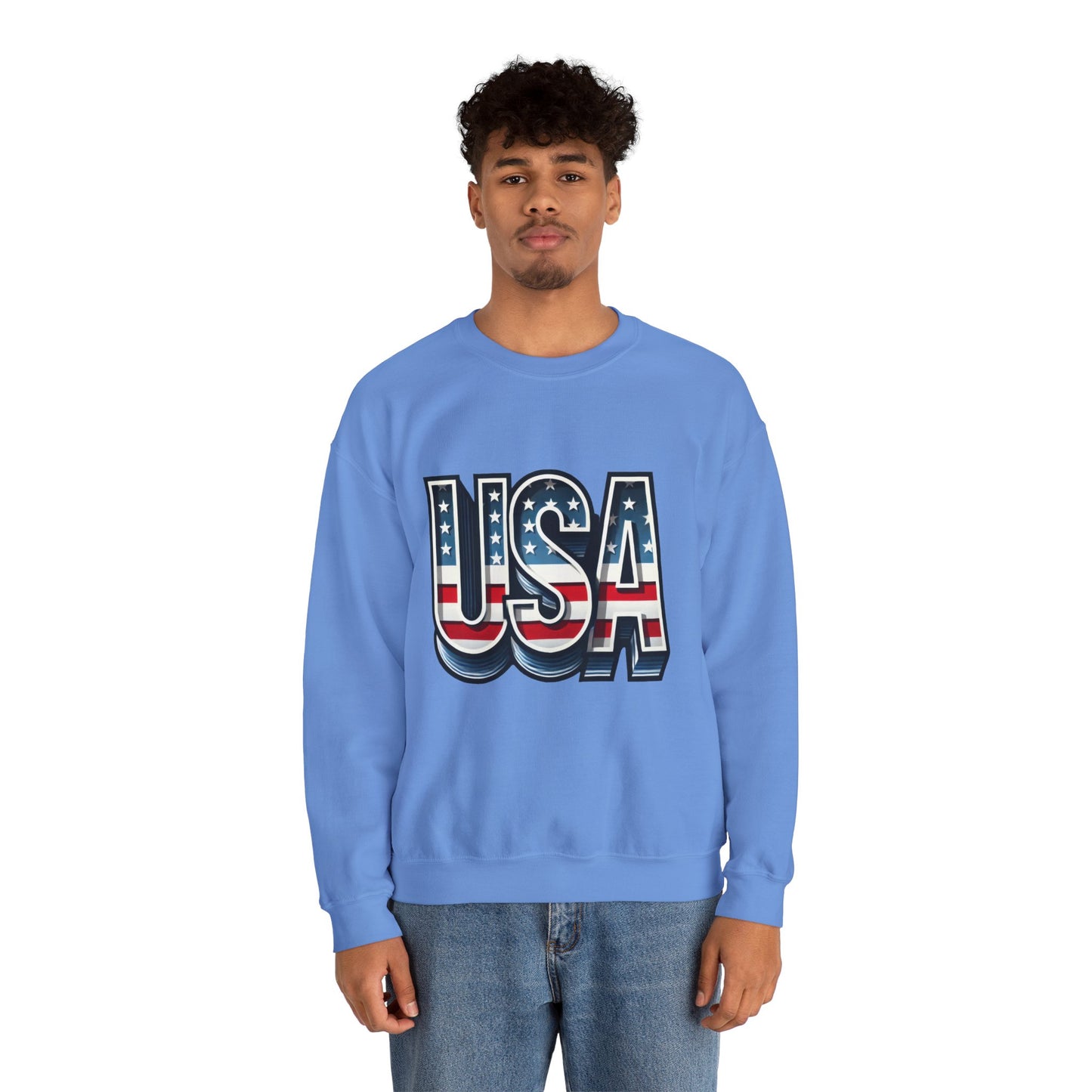 USA Patriotic Crewneck Sweatshirt for All Seasons, Cozy Sweatshirt for Independence Day, Casual Wear, Gift for Friends and Family
