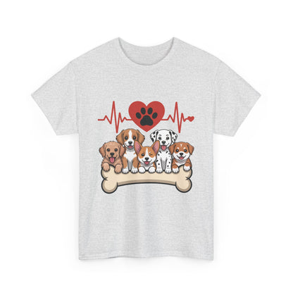 Cute Puppy Heartbeat Women's T-Shirt, Dog Lover Gift, Paw Print Heart Graphic Tee