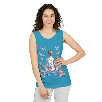 Meditation Floral Womens Tank Top, Find Your Inner Peace, Yoga Apparel, Gift for Mindfulness, Summer Relaxed Wear