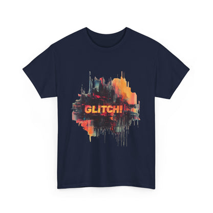 Glitch Art Unisex Heavy Cotton Tee, Trendy Graphic Top, Gift for Tech Lovers, Abstract Street Style Graphic Tee,Techcore Aesthetic Shirt