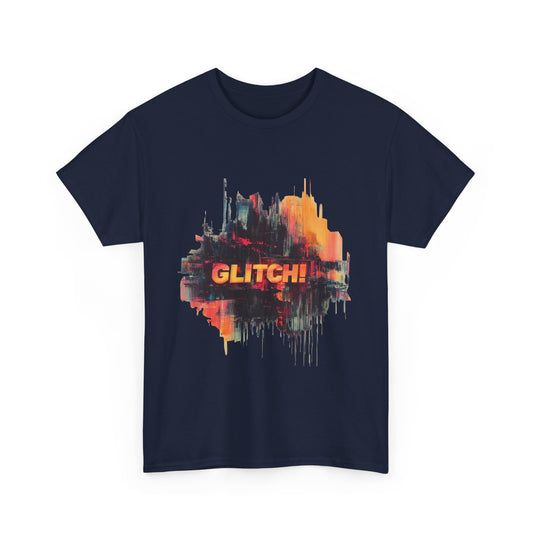 Glitch Art Unisex Heavy Cotton Tee, Trendy Graphic Top, Gift for Tech Lovers, Abstract Street Style Graphic Tee,Techcore Aesthetic Shirt