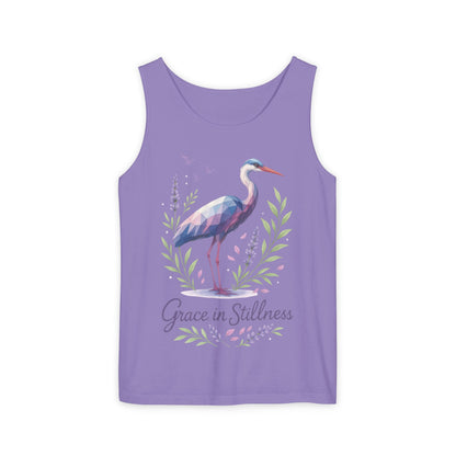 Polygonal Heron Graphic Tank, Womens Artistic Bird Summer Top, Geometric Crane, Bird Lovers Gift, Yoga Shirt, Fitness Apparel, Casual Wear