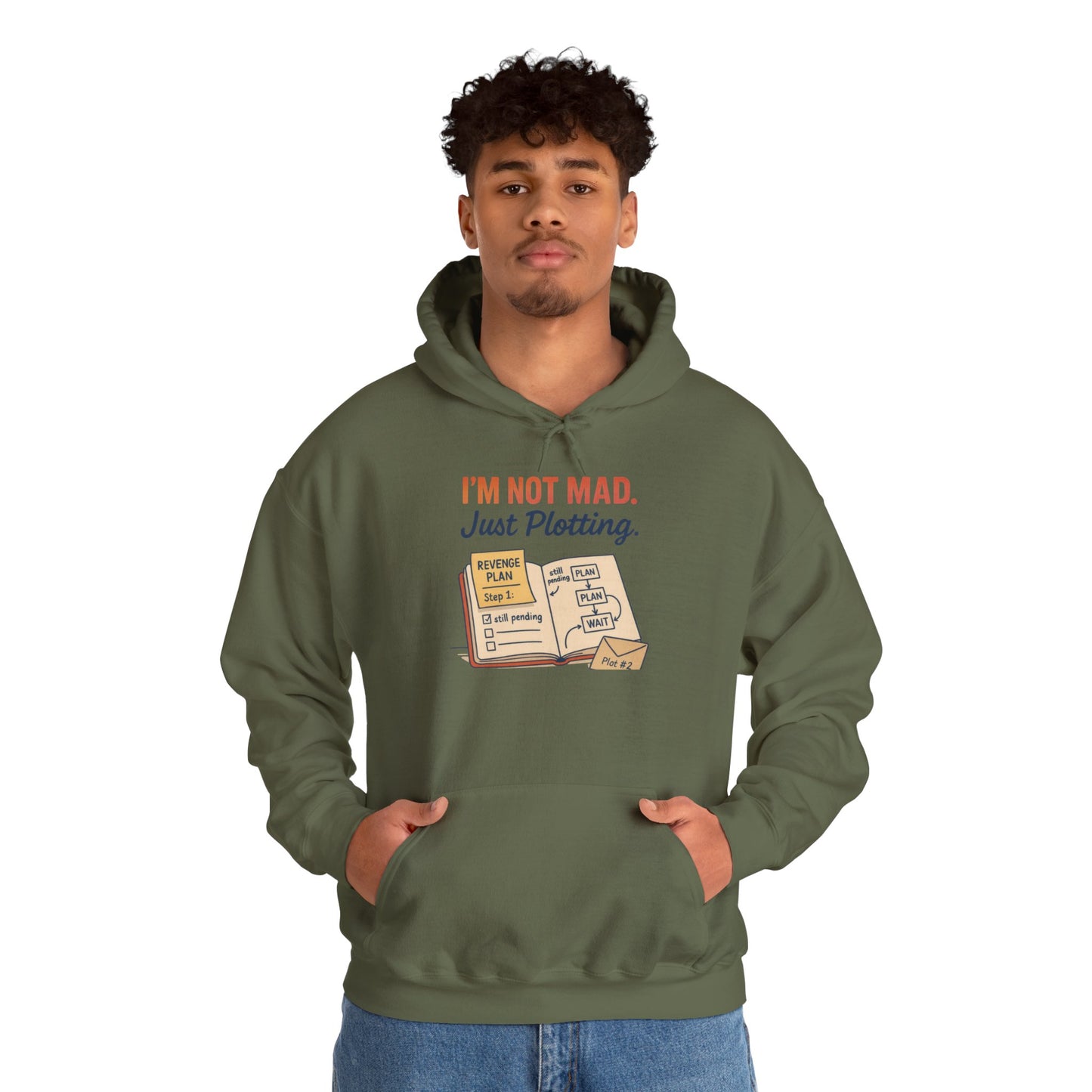 Funny Revenge Hoodie for Men, I'm Not Mad Just Plotting, Passive Aggressive Humor Sweatshirt, Funny Planning Hoodie