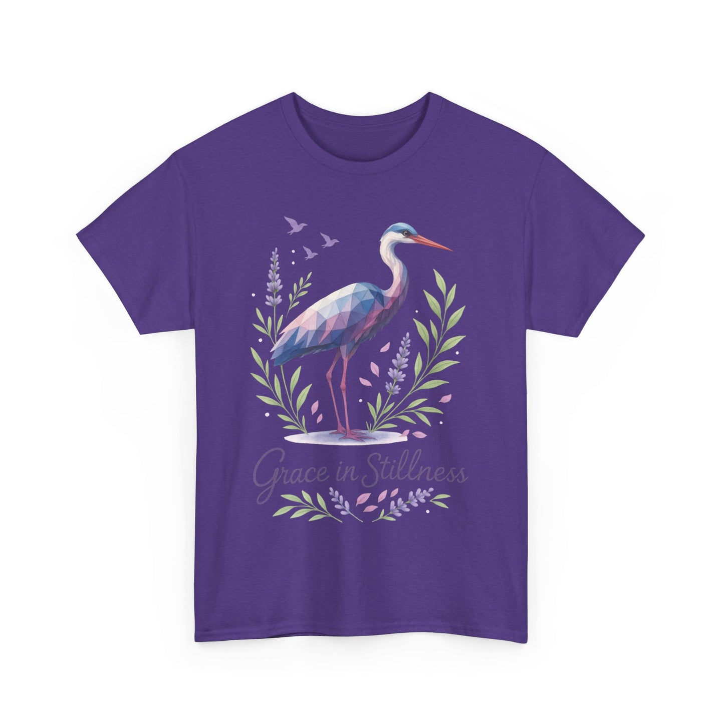 Polygonal Heron Graphic Shirt, Womens Artistic Bird Tee, Nature-Inspired Minimalist Design, Geometric Crane Tee, Bird Lovers Gift