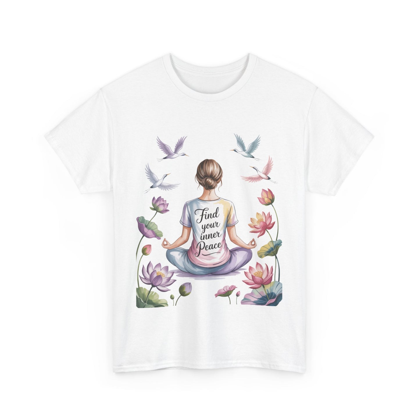 Find Your Inner Peace Womens Heavy Cotton Tee, Motivational Shirt, Meditation Apparel, Relaxation Gift, Casual Wear, Mindfulness Tee