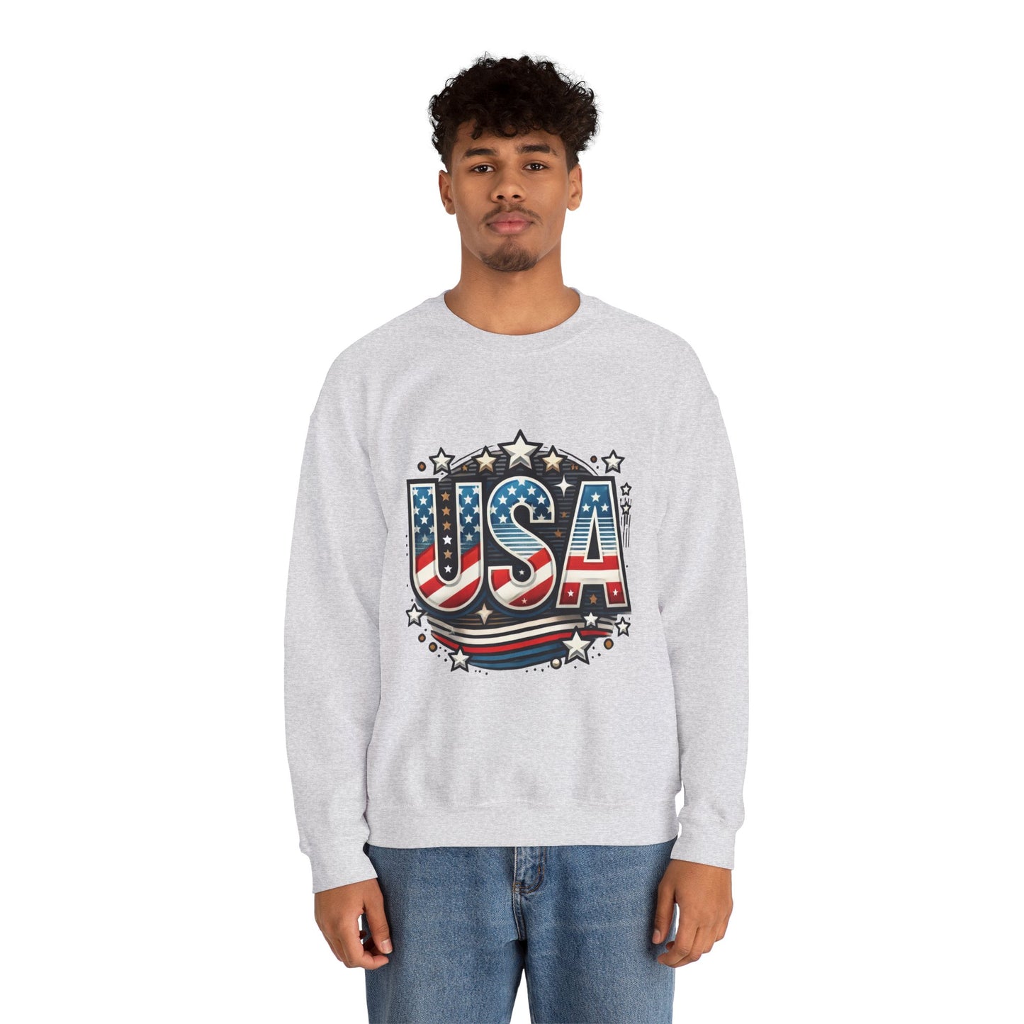 USA Pride Crewneck Sweatshirt, Comfortable Unisex Top, Great for Fourth of July, Independence Day, Everyday Wear, Cozy Gift
