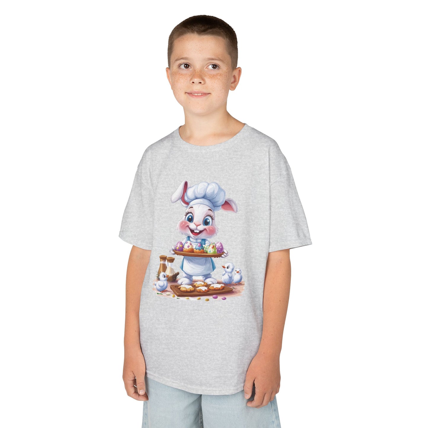 Easter Bunny Chef Kids T-Shirt, Cute Spring Baking Tee with Eggs, Toddler Easter Outfit, Bunny Holding Egg Tray Tee, Cute Animal Design