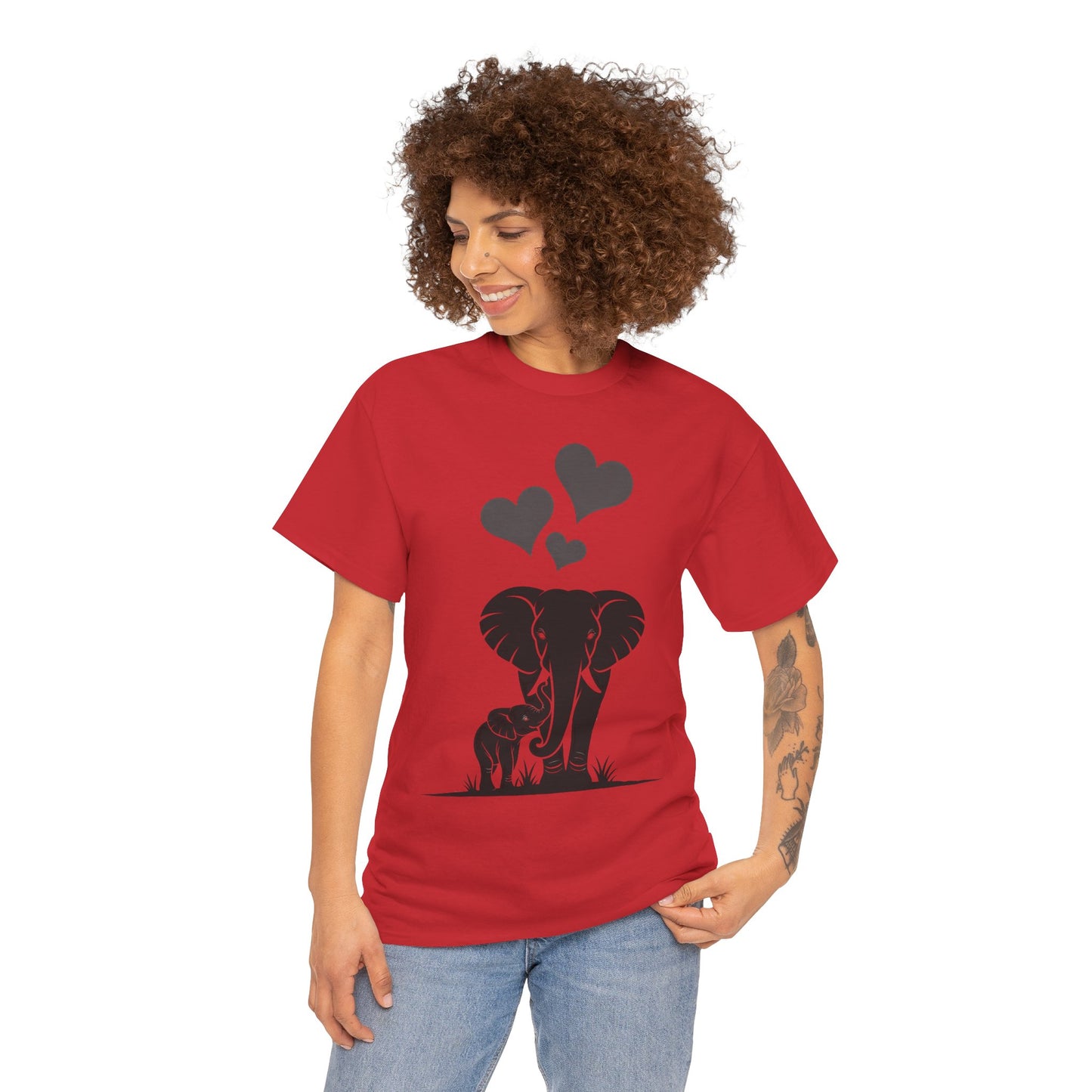 Elephant Mom and Baby T-Shirt, Elephant Love Cotton Tee, Cute Animal Shirt, Animal Lover Gift, Cute Minimalist Elephant Design