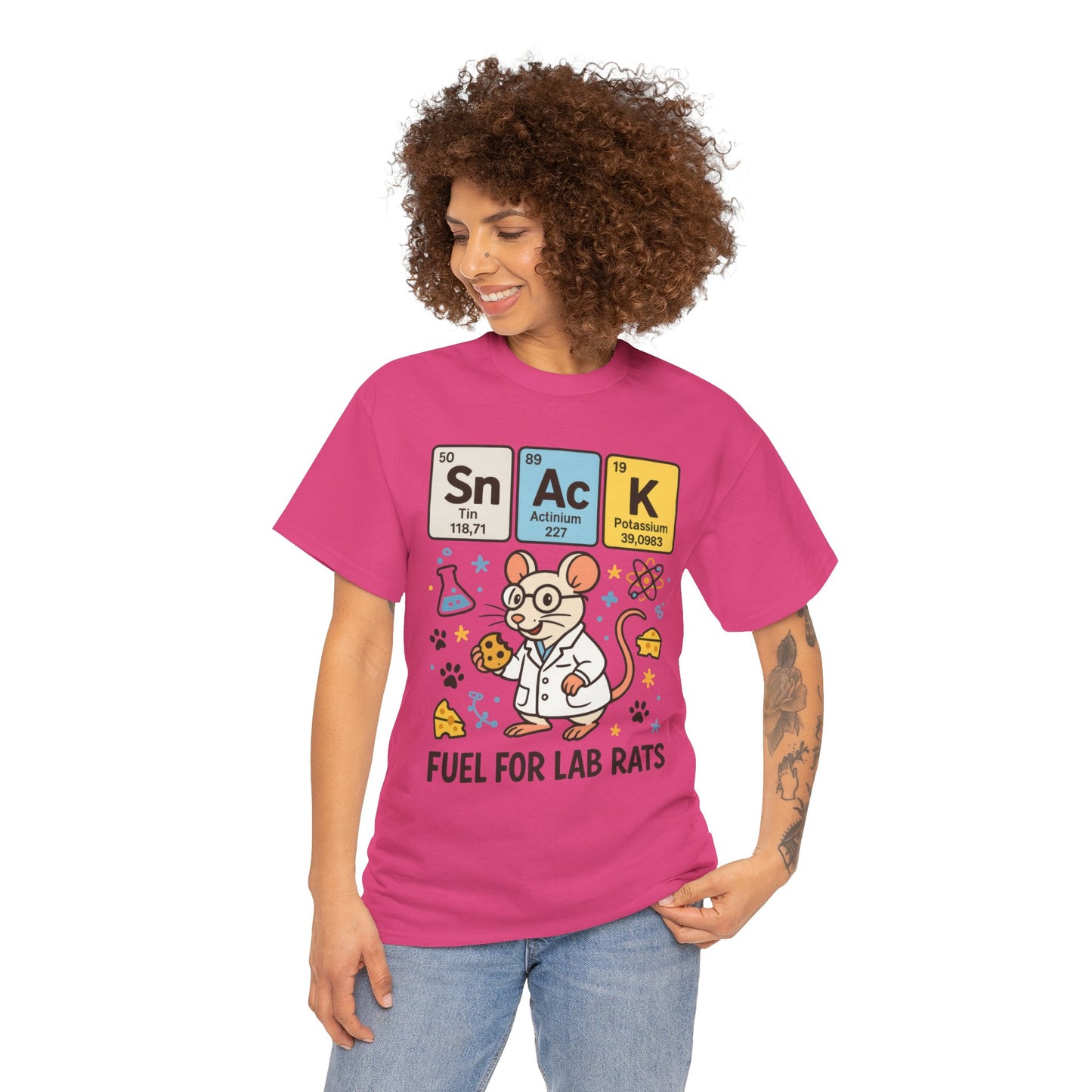Funny Womens Science T-Shirt,Periodic Table Tee, Fuel for Lab Rats Nerdy Shirt, Gifts for STEM Lovers, Quirky Science Apparel