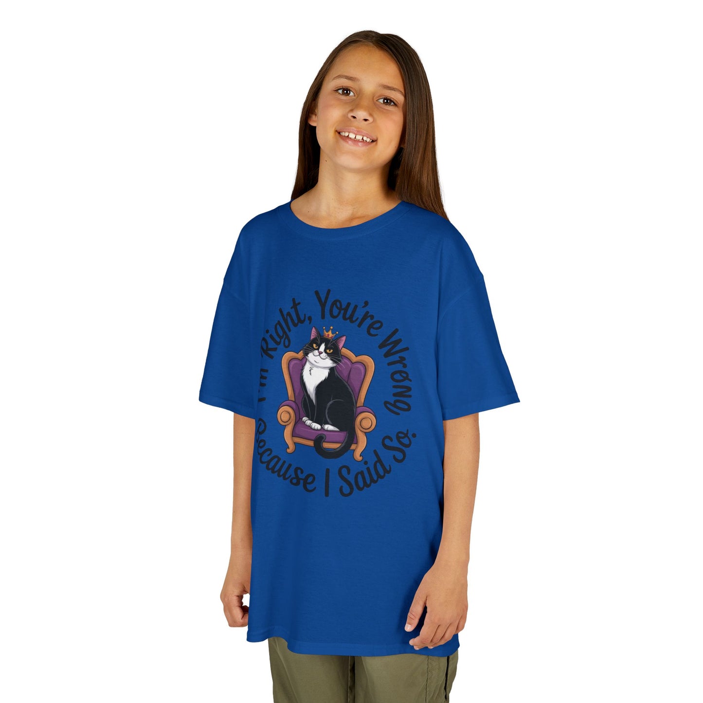 Girls Funny Sassy Cat T-Shirt - I'm Right You're Wrong, Cute Gift for Cat Lovers, Humor Tee for Teens, Birthday Gift,Tee for Confident Teens