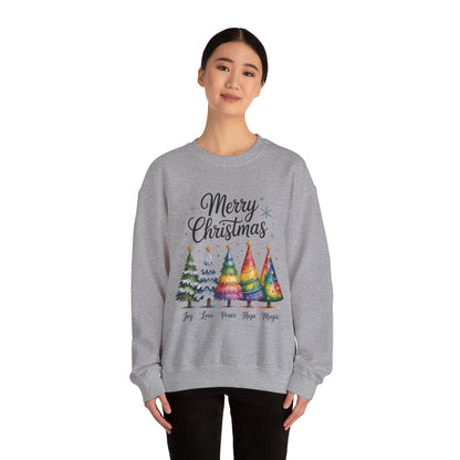 Merry Christmas Women's Sweatshirt, Joy Love Peace Hope Magic Pullover, Women's Heavy Blend™ Crewneck Sweatshirt