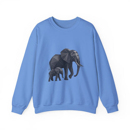 Geometric Elephant Sweatshirt, Cozy Unisex Crewneck, Animal Lover Gift, Nature Inspired Apparel, Eco-Friendly Fashion, Gift for Her