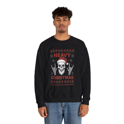 Heavy Christmas Sweatshirt, Metal Santa Skull Holiday Pullover for Men