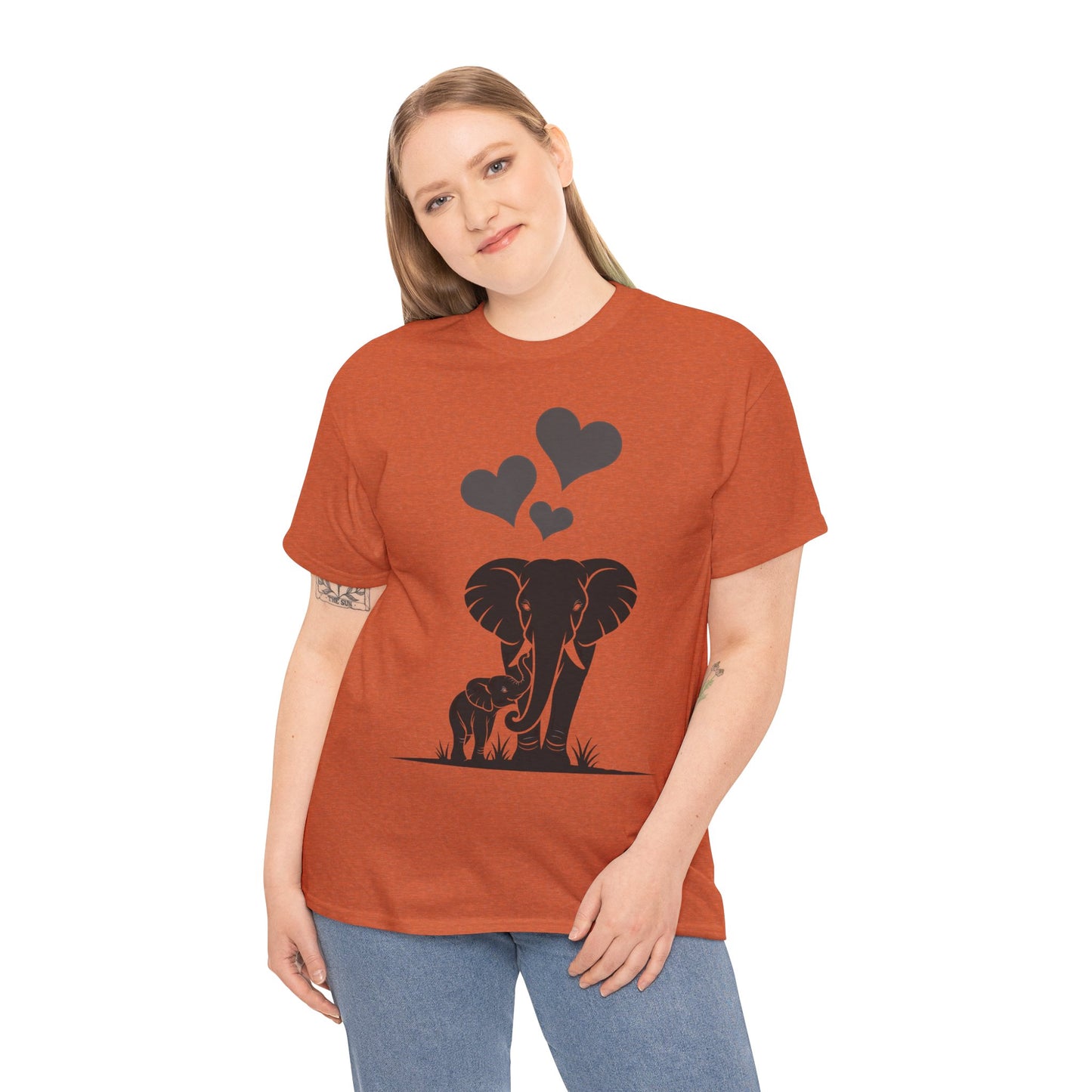 Elephant Mom and Baby T-Shirt, Elephant Love Cotton Tee, Cute Animal Shirt, Animal Lover Gift, Cute Minimalist Elephant Design