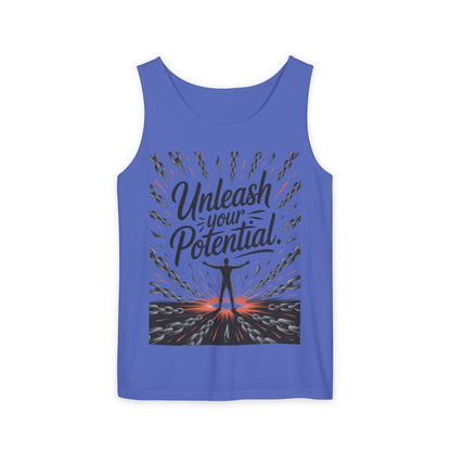 Men's Motivational Tank Top, "Unleash Your Potential" Graphic, Inspirational Gym Wear, Fitness Apparel, Summer Top, Gift for Him