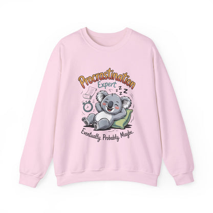 Procrastination Expert Womens Sweatshirt, Funny Crewneck, Cozy Gift for Students, Lazy Day Apparel, Womens Sweatshirt for Relaxation