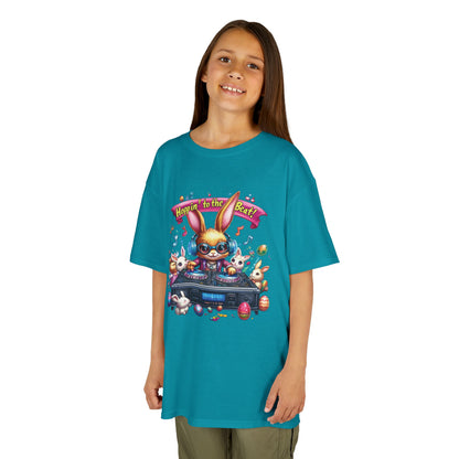 Kids Easter DJ Bunny T-Shirt Fun - Music Themed Spring Tee, Hoppin to the Beat Design, Colorful Holiday Shirt for Boys and Girls