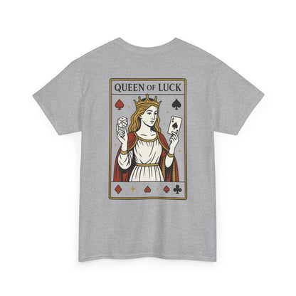 Queen of Luck Front & Back Print unisex T-Shirt, Roll the Dice Tee for Men, Vintage Gambling Shirt, Casino Gift, Poker Gift, Card Games Gift