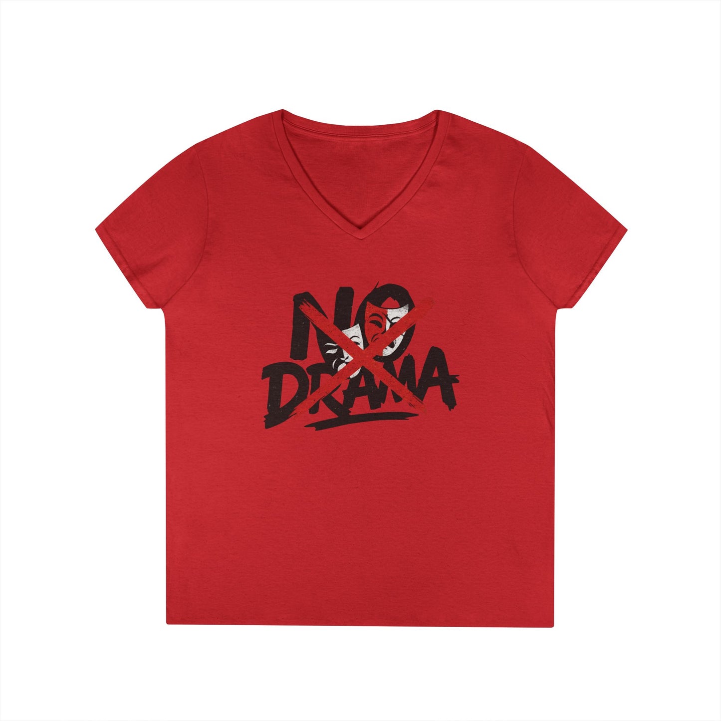 No Drama Ladies' V-Neck T-Shirt, Casual Graphic Tee, Perfect for Everyday Vibes, Gift Idea for Friends, Fun Statement Top, Mood Daily Modes