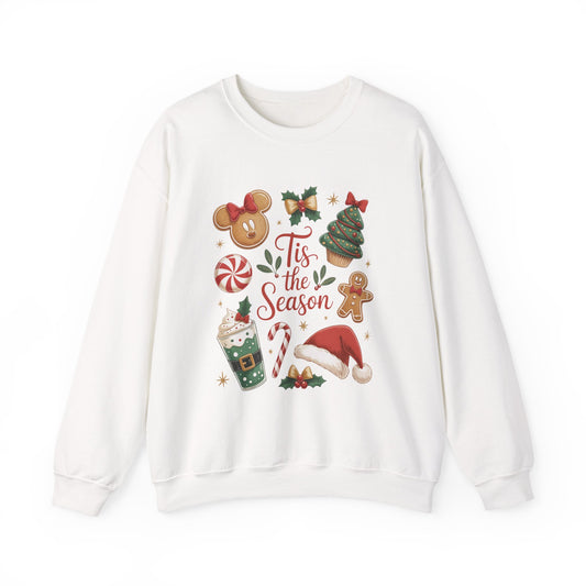 Women's Tis the Season Christmas Sweatshirt, Cozy Cookie - Cocoa Holiday Jumper, Women's Crewneck Sweatshirt