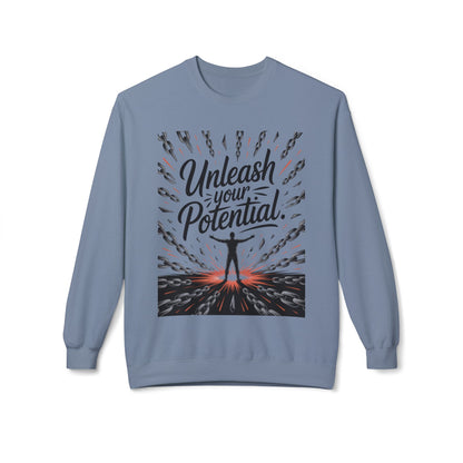 Unleash Your Potential Men's Sweatshirt, Motivational Crewneck, Inspirational Gift For Men, Gift for Graduates, Personal Growth Apparel