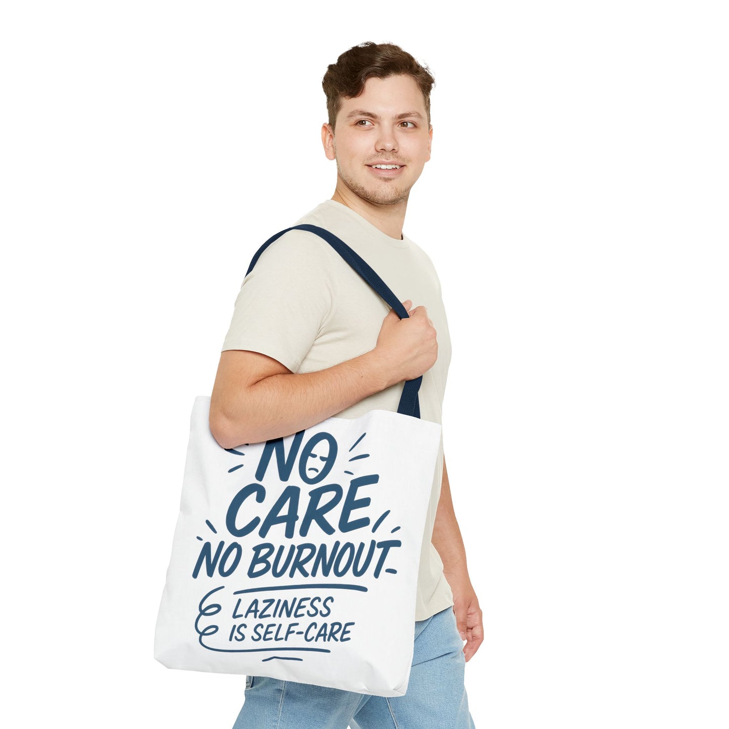 Laziness is Self-Care Funny Quote Bag, Oversized Reusable Canvas Shopping Tote, Sarcastic Self-Care Gift, Weekend Getaway, Everyday Use