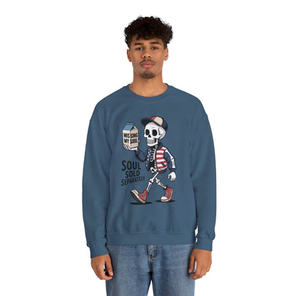 Skeleton Graphic Sweatshirt, Soul Sold Separately Pullover, Funny Gothic Streetwear, Missing My Soul Skull Hoodie Alternative