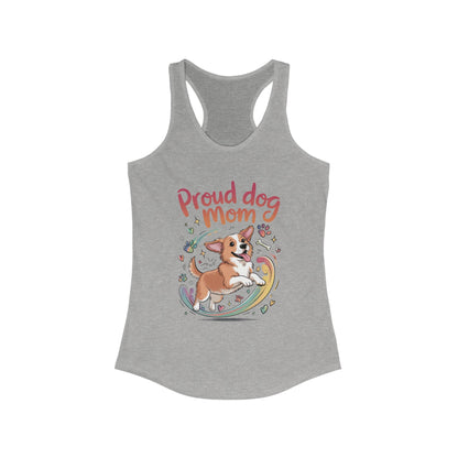 Proud Dog Mom Racerback Tank, Pet Lover Gift, Dog Owner Tee, Casual Workout Top, Funny Dog Mom Apparel, Summer Tank Top, Mothers Day Gift