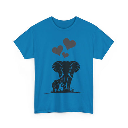 Elephant Mom and Baby T-Shirt, Elephant Love Cotton Tee, Cute Animal Shirt, Animal Lover Gift, Cute Minimalist Elephant Design