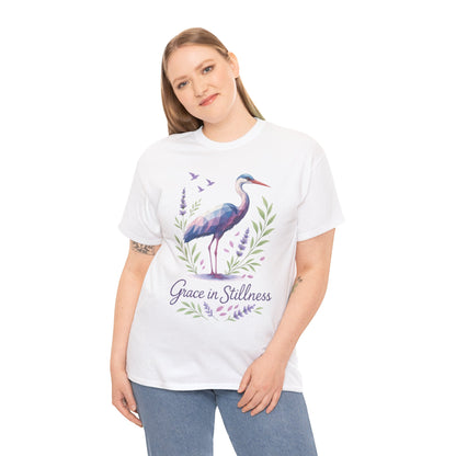 Polygonal Heron Graphic Shirt, Womens Artistic Bird Tee, Nature-Inspired Minimalist Design, Geometric Crane Tee, Bird Lovers Gift