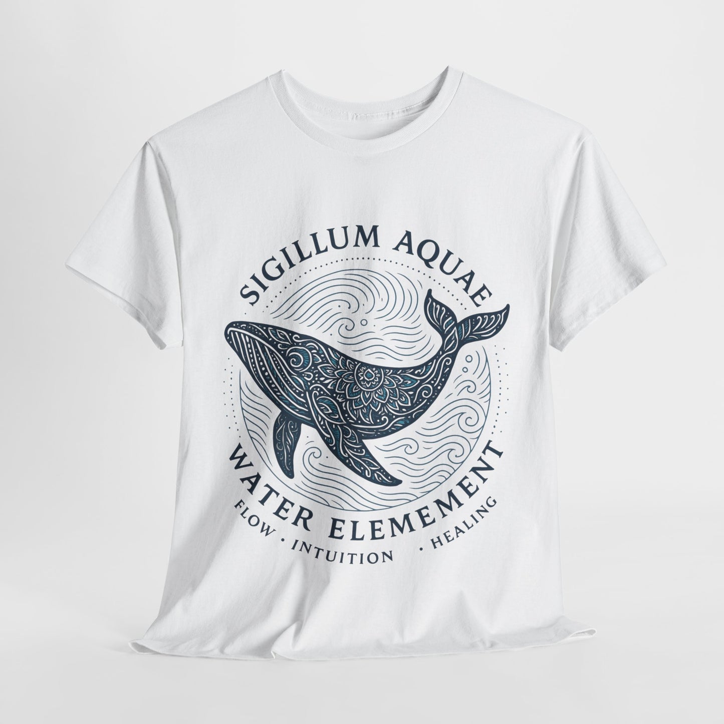 Water Element Whale Tee, Sigillum Aquae Symbol, Flow Intuition Healing, Spiritual Ocean Totem Tee, Nature Energy Shirt, Mindfulness Fashion