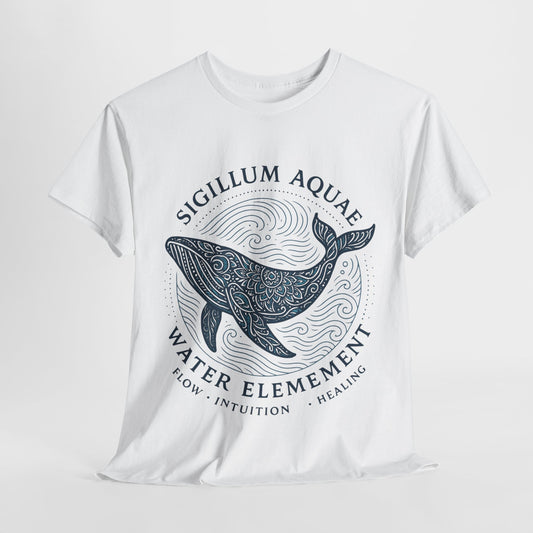 Water Element Whale Tee, Sigillum Aquae Symbol, Flow Intuition Healing, Spiritual Ocean Totem Tee, Nature Energy Shirt, Mindfulness Fashion