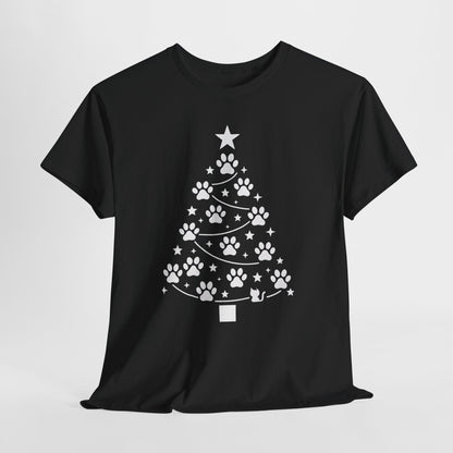 Paw Christmas Tree Women's T-Shirt, Pet Lover Holiday Tee