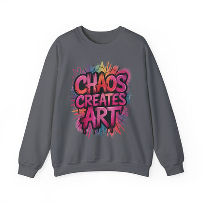 Women's Heavy Blend™ Crewneck Sweatshirt, Chaos Creates Art Graffiti Sweatshirt, Streetwear Sweatshirt