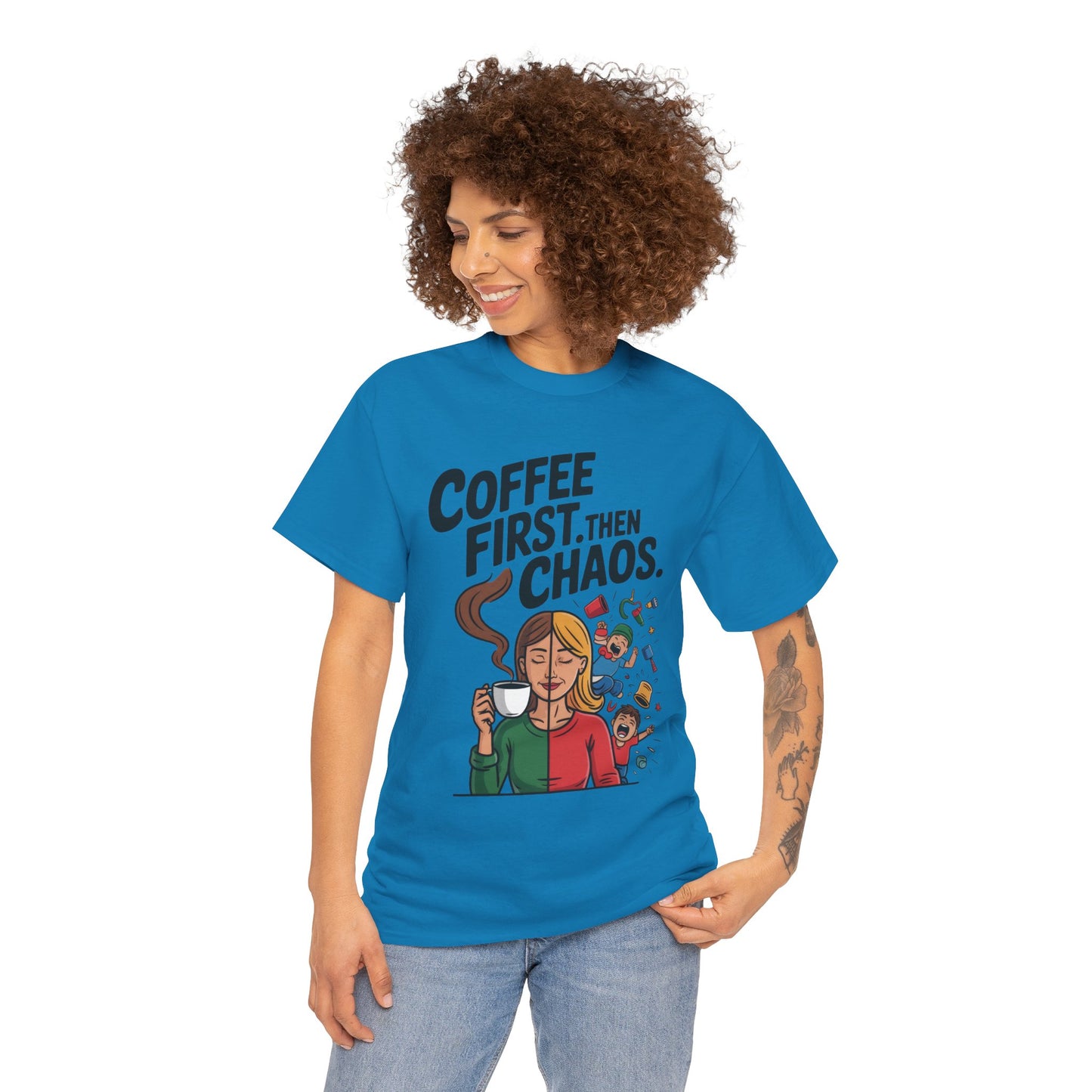 Coffee First Then Chaos Funny Mom Life Tee, Mother's Day Gift, Mom Humor Tee, mom graphic tee, caffeine lover tee