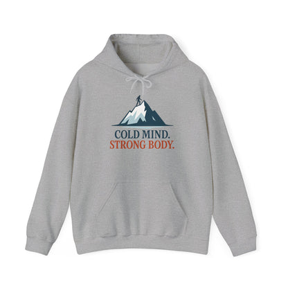 Men's Heavy Blend™ Hooded Sweatshirt, Cold Mind Strong Body Sweatshirt, Nordic Mountain Minimalist Pullover
