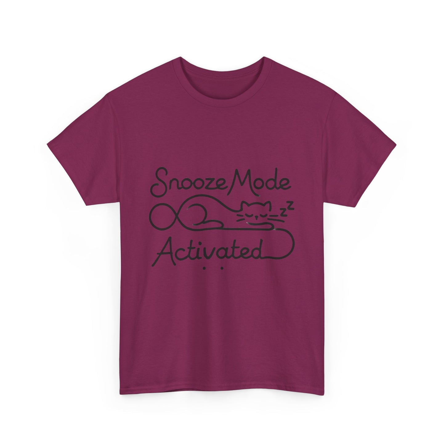 Cotton T-Shirt for Cat Lovers, Funny Sleeping Cat Tee,  Lazy Mood Graphic, Women's Heavy Cotton T-Shirt Gift for Cat Lovers