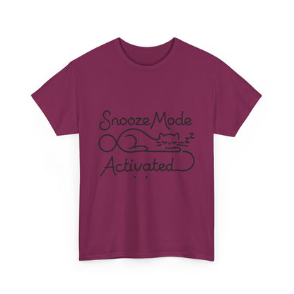 Cotton T-Shirt for Cat Lovers, Funny Sleeping Cat Tee,  Lazy Mood Graphic, Women's Heavy Cotton T-Shirt Gift for Cat Lovers
