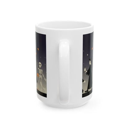 Halloween Night Parade Mug, Witches, Ghosts, Skeletons, Spooky Night Coffee Cup, Gothic Fall Gift for Her - HimCeramic Mug, (11oz, 15oz)