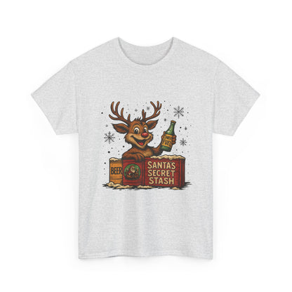 Men's Funny Christmas T-Shirt, Santa's Secret Stash Reindeer Tee