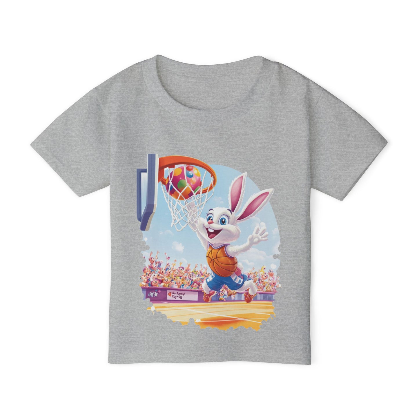 Basketball Bunny Easter Toddler T-Shirt - Cute Bunny Dunking Egg Ball, Fun Spring Sports Tee for Kids, Holiday Gift Idea,  Easter Gift