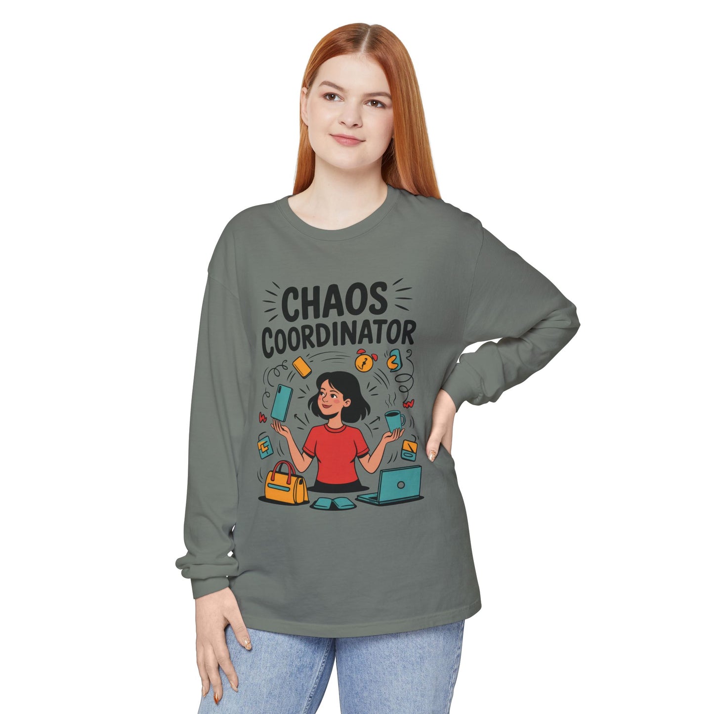 Chaos Coordinator Women's Long Sleeve, Mom Life Graphic Long Sleeve, Gift for Busy Moms, Multitasking Mom Gift, Cute Mother's Day Gift